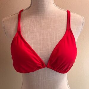 Red string bikini top double strap triangle style hot red